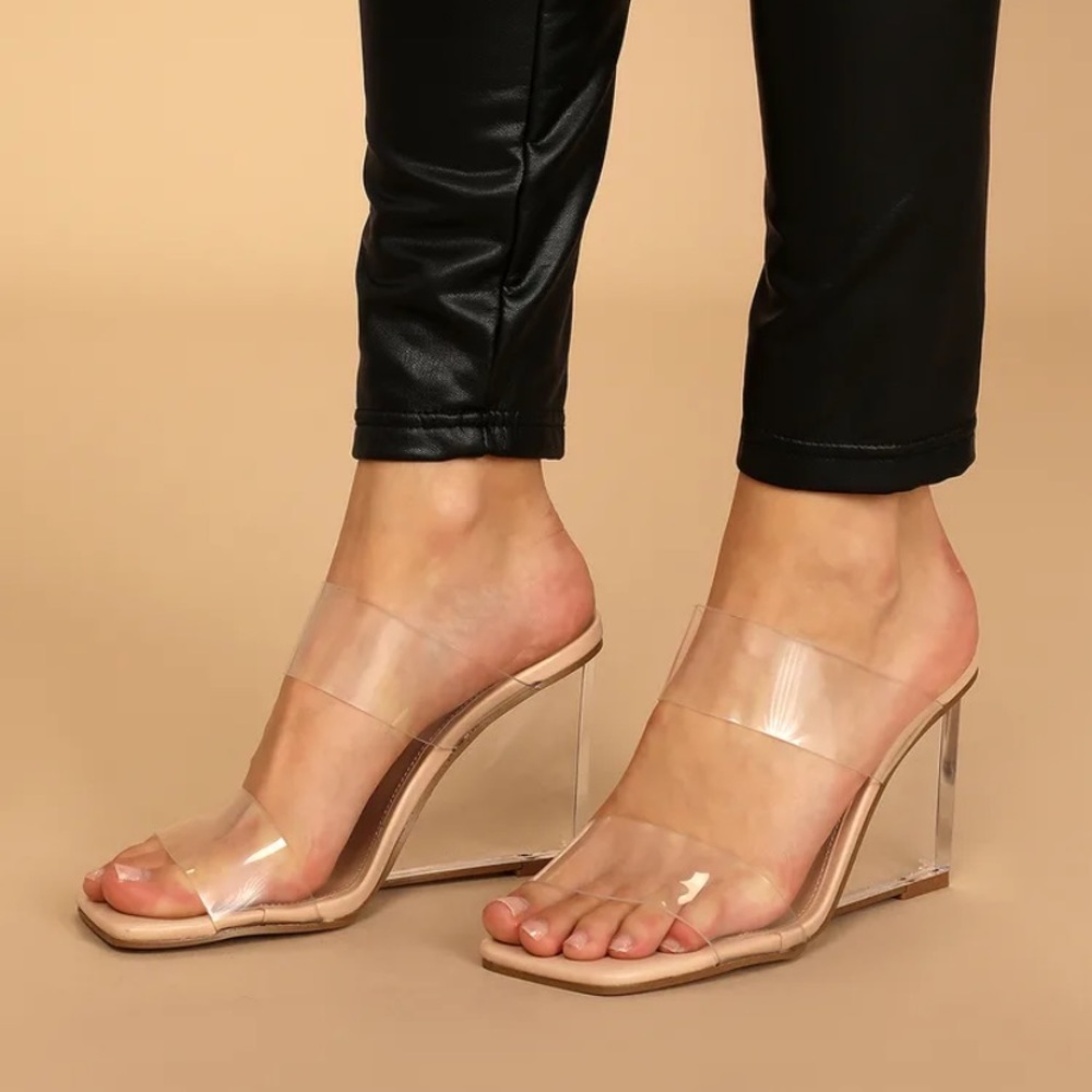 Steve Madden clear Isa wedges